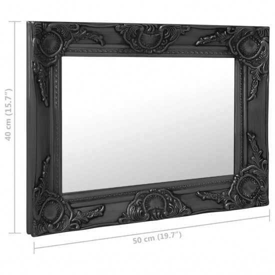 Sieninis veidrodis, juodos spalvos, 50x40cm, barokinis stilius