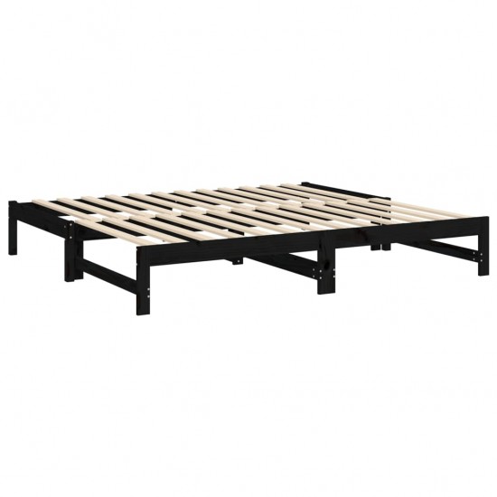 Ištraukiama lova, juoda, 2x(75x190)cm, pušies medienos masyvas