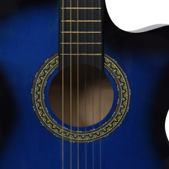 Klasikinė gitara su ekvalaizeriu, mėlynos spalvos, 6 stygos
