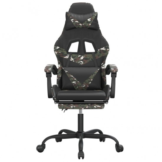 Žaidimų kėdė su pakoja, juoda/kamufliažinė, dirbtinė oda