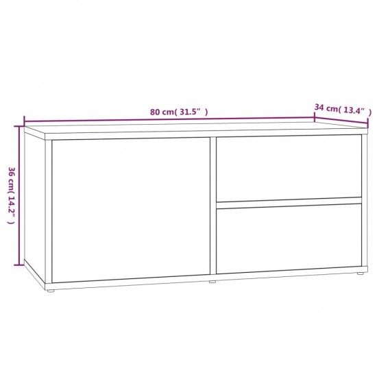 Televizoriaus spintelė, pilka ąžuolo, 80x34x36cm, mediena