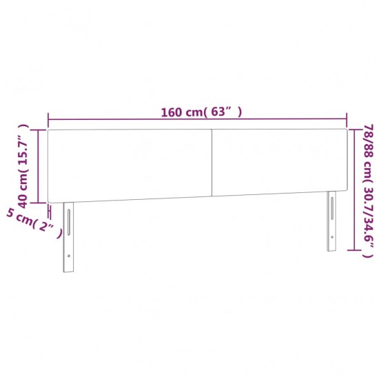 Galvūgalis su LED, šviesiai pilkas, 160x5x78/88cm, aksomas