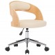 Pasukama biuro kėdė, kreminė, išlenkta mediena ir dirbtinė oda