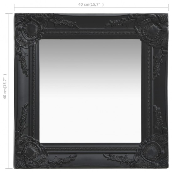 Sieninis veidrodis, juodos spalvos, 40x40cm, barokinis stilius