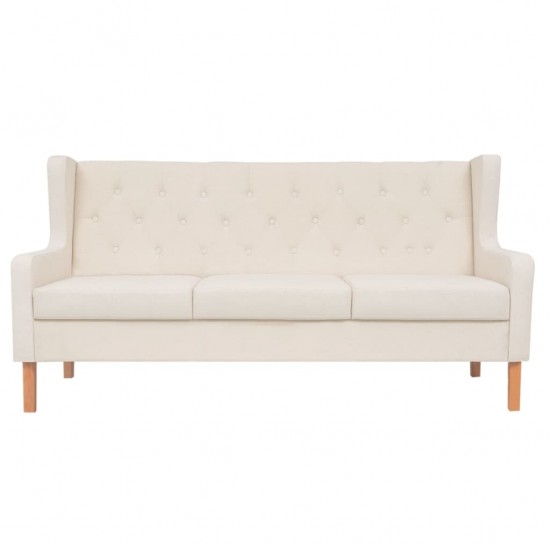 Trivietė sofa, audinys, kreminė balta