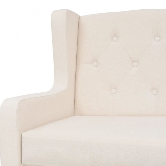 Trivietė sofa, audinys, kreminė balta