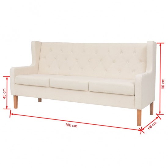 Trivietė sofa, audinys, kreminė balta