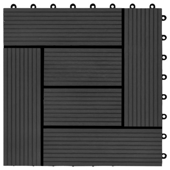 Grindų plytelės, 11vnt., juodos spalvos, 30x30cm, 1m², WPC