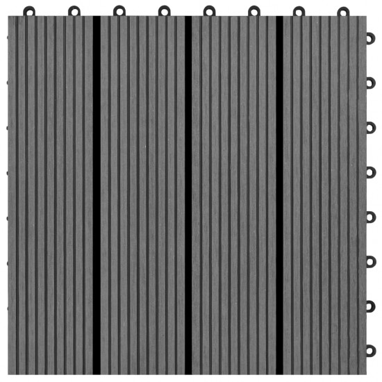 Grindų plytelės, 22 vnt., pilkos sp., 30x30cm, 2m², WPC