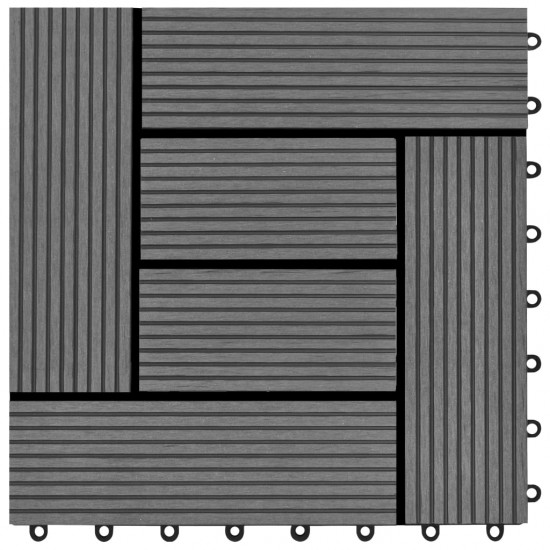 Grindų plytelės, 22 vnt., pilkos sp., 30x30 cm, 2m², WPC