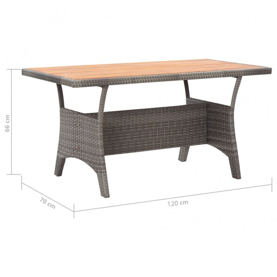 Sodo stalas, pilkas, 120x70x66cm, akacijos medienos masyvas