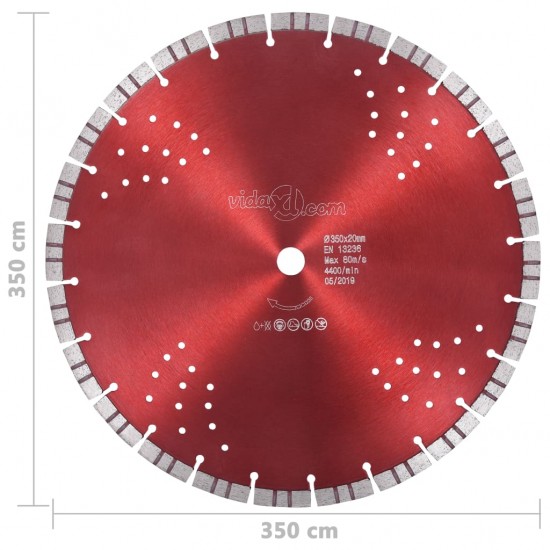 Turbo deimantinis pjovimo diskas su angomis, plienas, 350mm