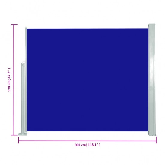 Ištraukiama šoninė pertvara, mėlyna, 120x300cm