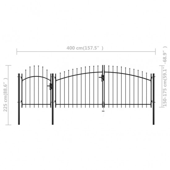 Sodo vartai, juodos spalvos, 2,25x4m, plienas