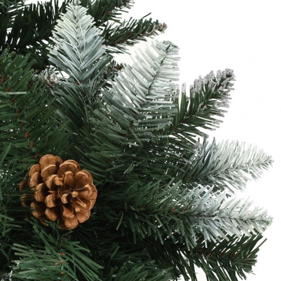 Dirbtinė kalėdinė eglutė su kankorėžiais ir baltu blizg., 210cm