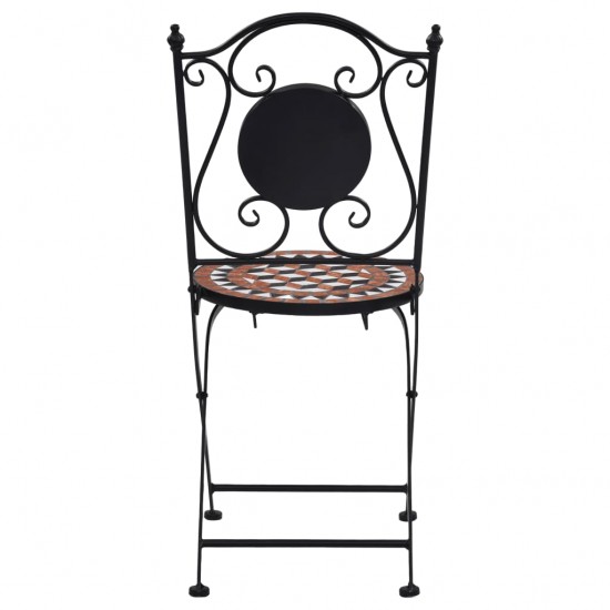 Mozaikinės bistro kėdės, 2 vnt., rudos spalvos, keramika