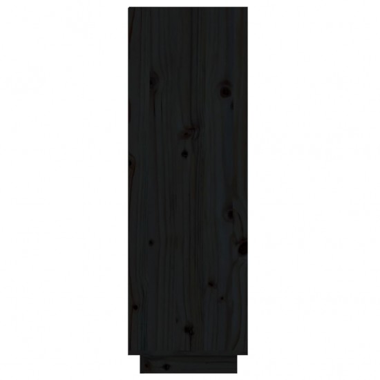 Spintelė batams, juoda, 60x34x105cm, pušies medienos masyvas