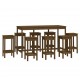 Baro baldų komplektas, 9 dalių, medaus rudas, pušies masyvas