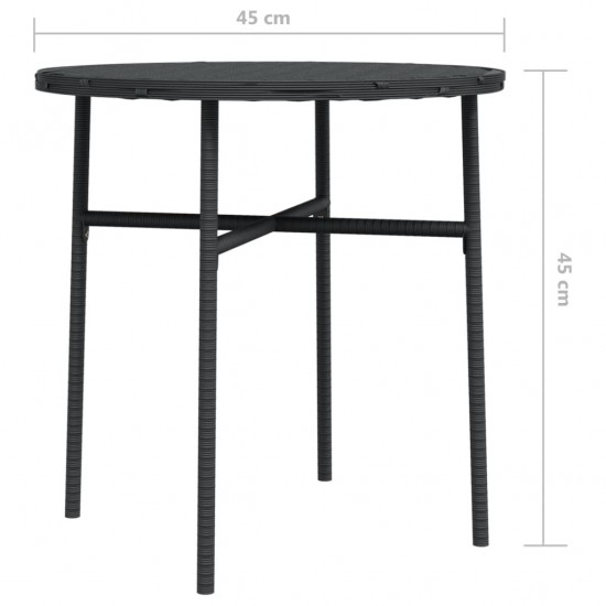 Arbatos staliukas, juodos spalvos, 45cm, poliratanas