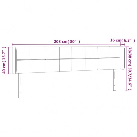 Galvūgalis su LED, mėlynos spalvos, 203x16x78/88cm, audinys