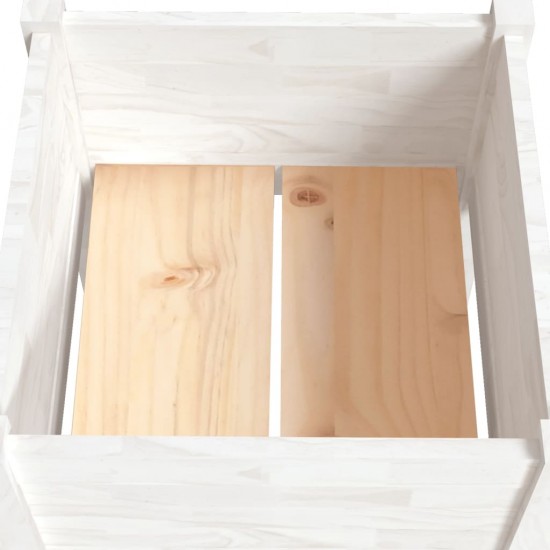Sodo lovelis, baltas, 40x40x70 cm, pušies medienos masyvas