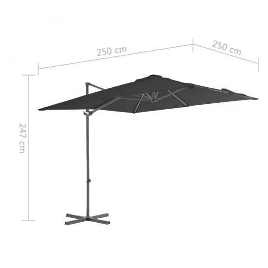 Gem. form. saulės skėtis su plien. stulp., antr. sp., 250x250cm