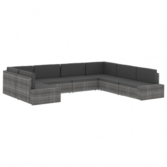 Modulinė kampinė sofa su porankiu, juoda, poliratanas