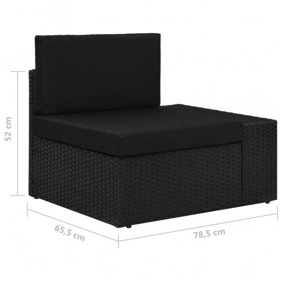 Modulinė dvivietė sofa, juodos spalvos, poliratanas