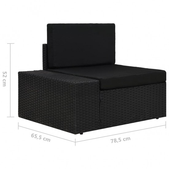 Modulinė dvivietė sofa, juodos spalvos, poliratanas