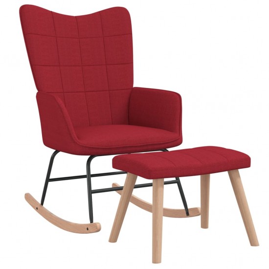 Supama kėdė su pakoja, raudonojo vyno spalvos, audinys