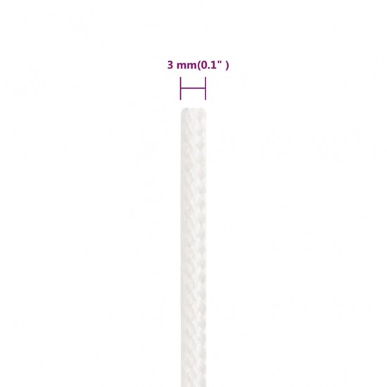 Valties virvė, visiškai balta, 3mm, 250m, polipropilenas