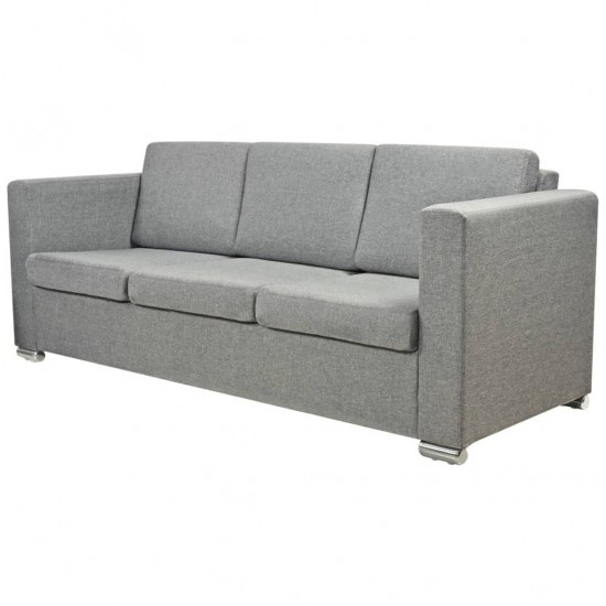 Trivietė sofa, šviesiai pilkos spalvos, audinys