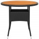 Sodo stalas, juodas, 80x75cm, akacijos mediena ir poliratanas