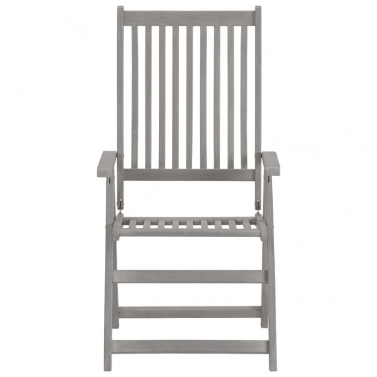 Atlošiamos sodo kėdės, 8vnt., pilkos spalvos, akacijos masyvas