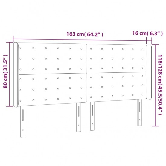 Galvūgalis su LED, kapučino spalvos, 163x16x118/128cm