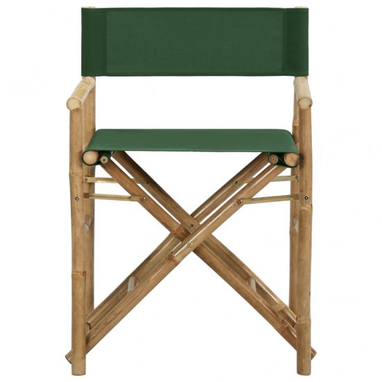 Režisieriaus kėdės, 2vnt., žalios, bambukas ir audinys