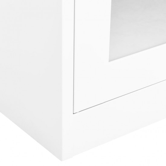 Biuro spintelė, balta, 90x40x180cm, plienas/grūdintas stiklas
