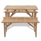 Alaus stalas su 2 suoliukais, 100cm, bambuko mediena