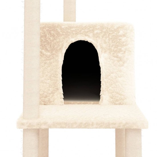 Draskyklė katėms su stovais iš sizalio, kreminė, 144,5cm