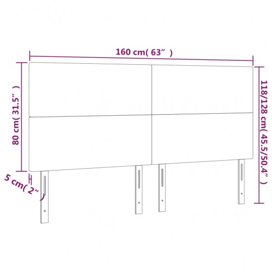 Galvūgalis su LED, juodos spalvos, 160x5x118/128cm dirbtinė oda