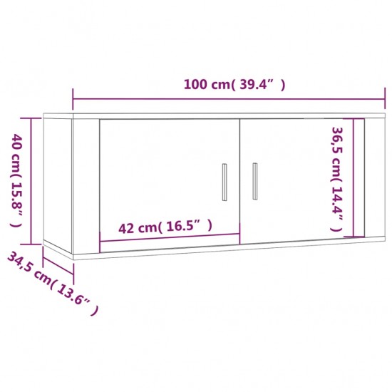 Sieninė televizoriaus spintelė, balta, 100x34,5x40cm