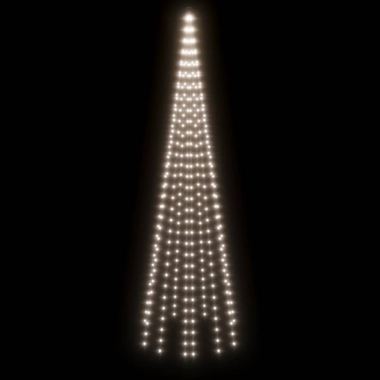Kalėdų eglutė ant vėliavos stiebo, 300cm, 310 šaltų baltų LED