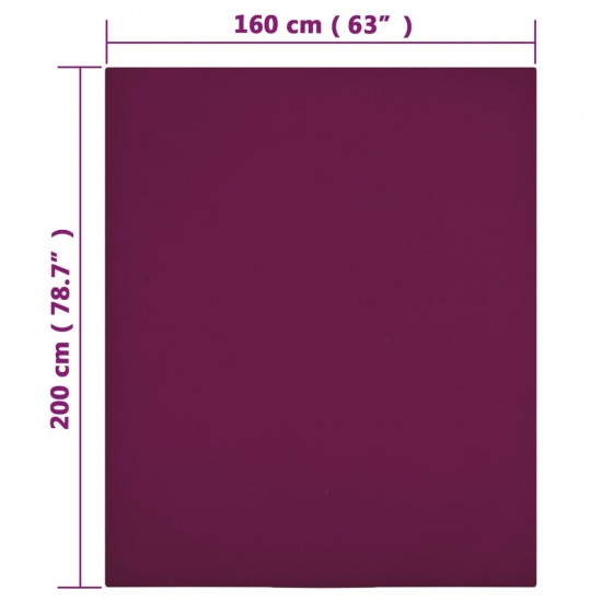 Paklodės su guma, 2vnt., bordo spalvos, 160x200cm, medvilnė