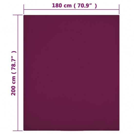 Paklodės su guma, 2vnt., bordo spalvos, 180x200cm, medvilnė