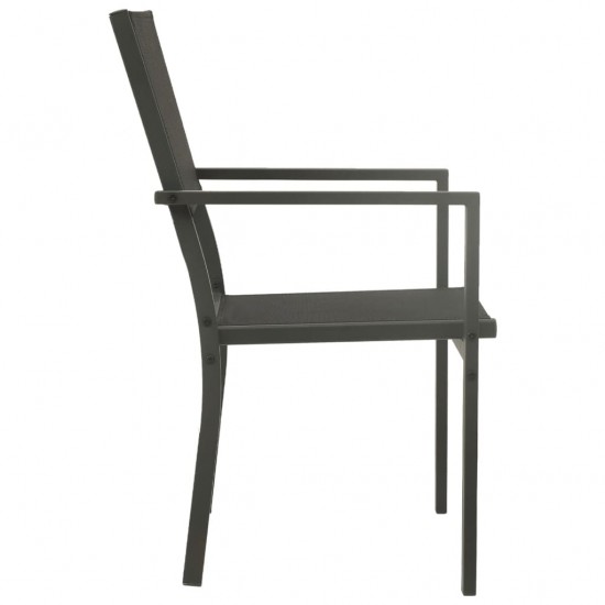 Sodo kėdės, 2vnt., juodos/antracito, plienas ir tekstilenas