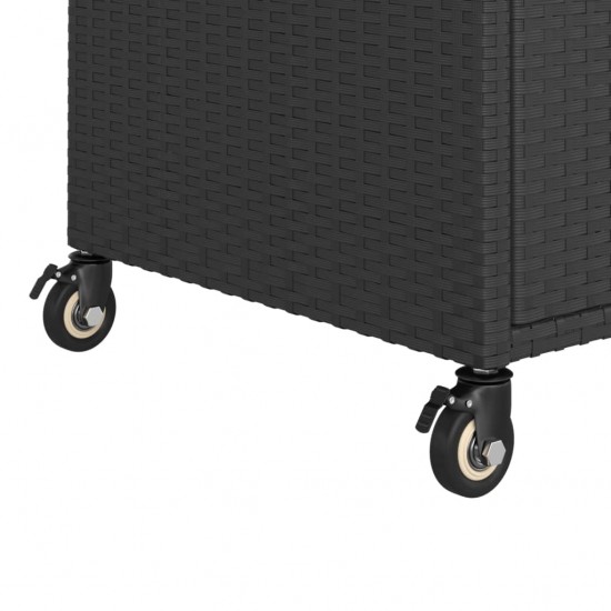 Baro vežimėlis su stalčiumi, juodas, 100x45x97cm, poliratanas