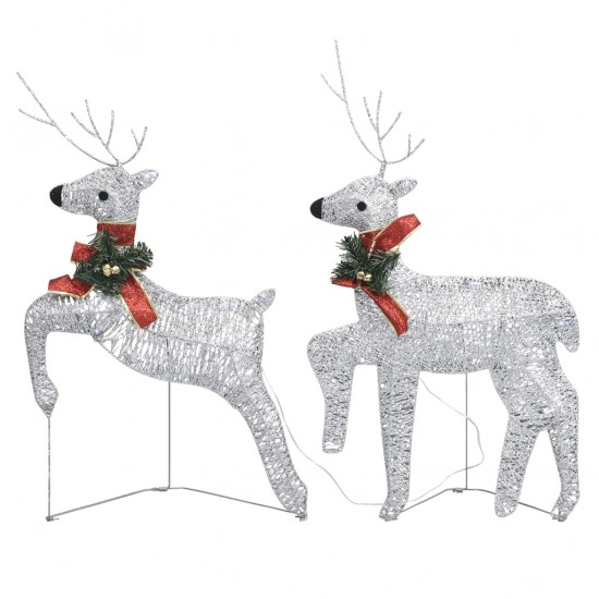 Kalėdų dekoracija elniai ir rogės, sidabrinės spalvos, 140 LED