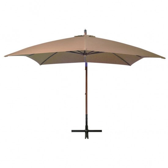 Kabantis skėtis su stulpu, taupe spalvos, 3x3m, eglės masyvas