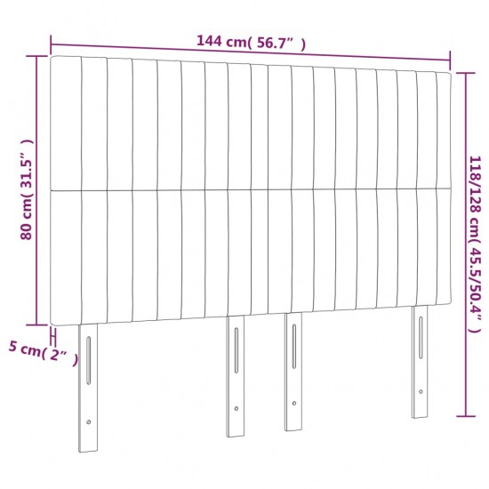 Galvūgalis su LED, juodos spalvos, 144x5x118/128cm, aksomas