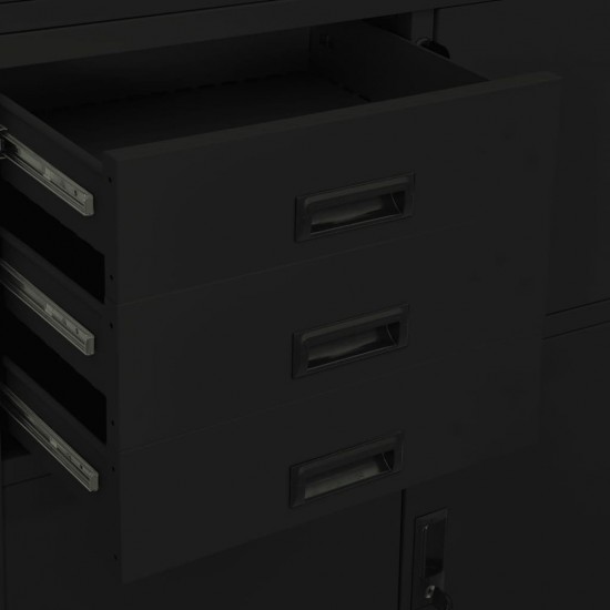 Biuro spintelė, juodos spalvos, 90x40x180cm, plienas